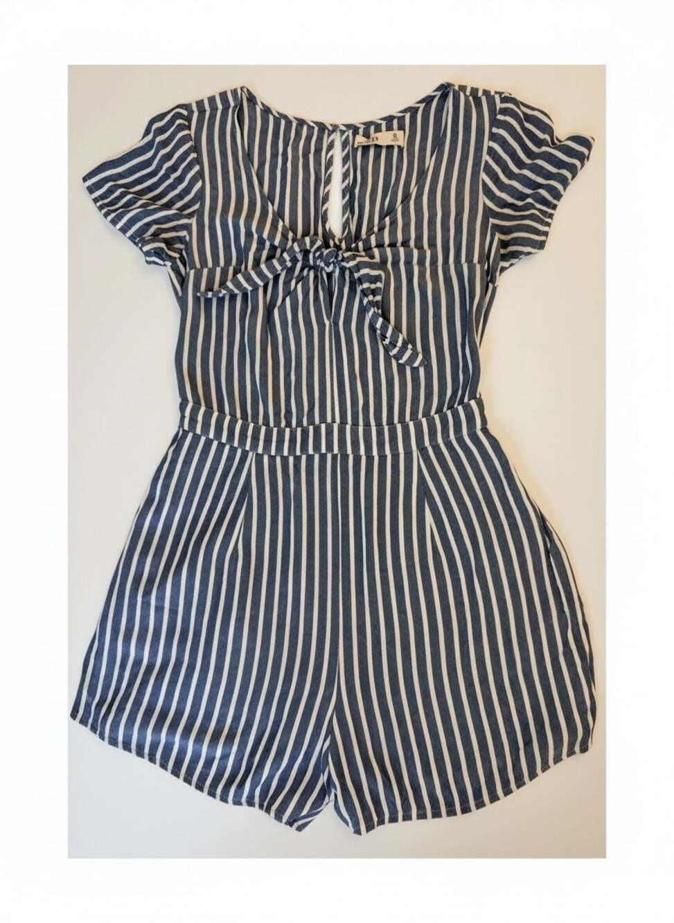 Hollister Blue White Striped Tie Front Romper Size Small Coastal Summer